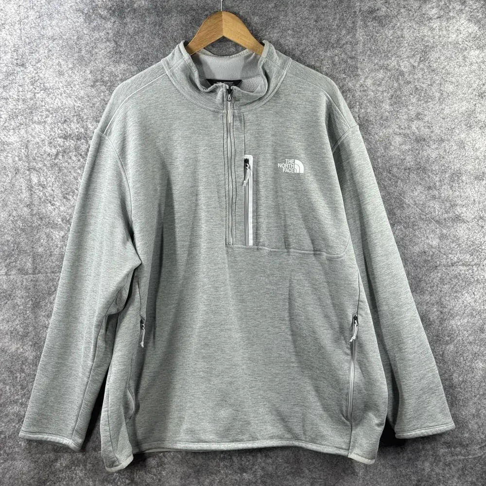 The North Face Sweatshirt Mens 3XL Gray 1/2 Zip Fleece Lined Pullover Pockets